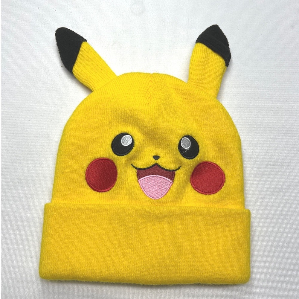 Pokemon Pikachu Knit Beanie Hat Yellow Youth‎ One Size Character Cap
